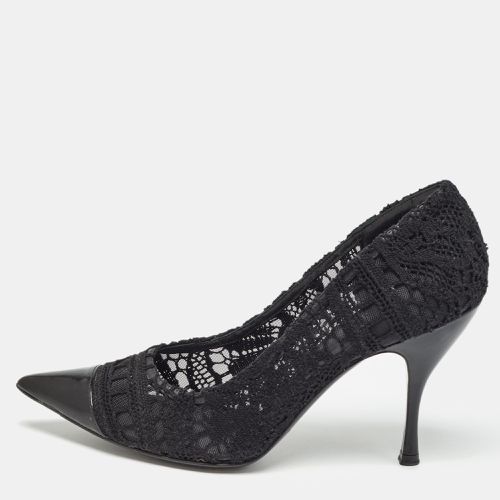 Lace And Leather Crochet Pointed Toe Pumps Size 39 - Dolce & Gabbana - Modalova