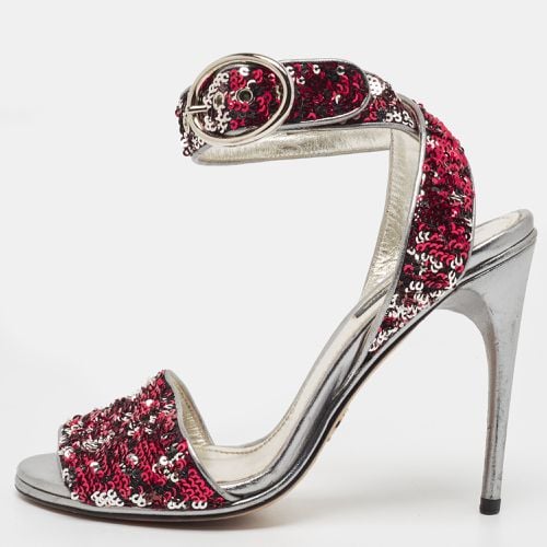 Pink/Silver Sequins Ankle Strap Sandals Size 37 - Dolce & Gabbana - Modalova