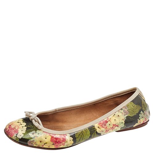 Floral Print Patent Leather Bow Ballet Flats Size 39 - D&G - Modalova