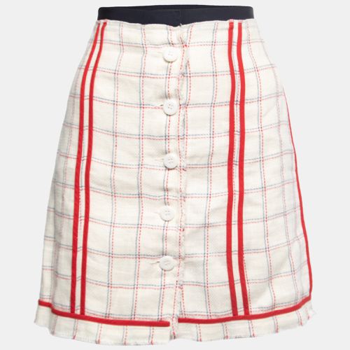 Checked Patterned Linen Buttoned Mini Skirt S - D&G - Modalova