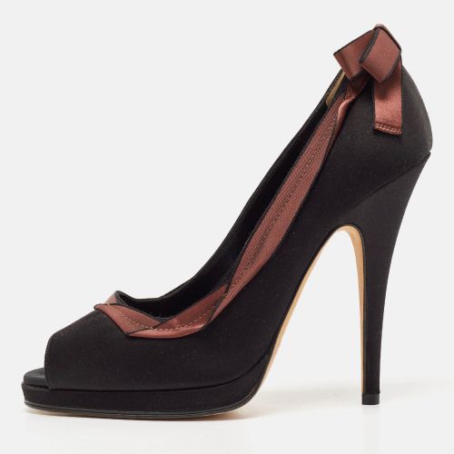 Brown Satin Peep Toe Pumps Size 40 - D&G - Modalova
