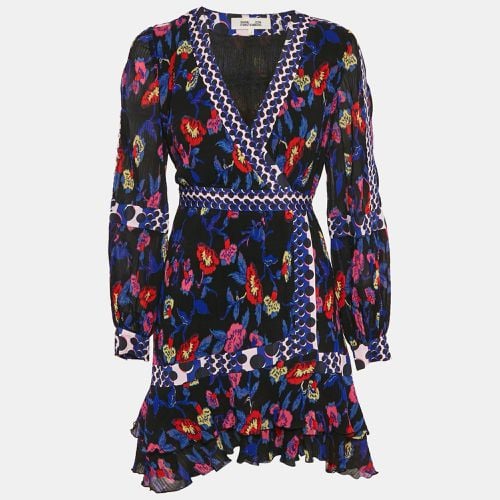 Floral Print Textured Crepe Wrap Mini Dress S - Diane Von Furstenberg - Modalova