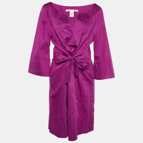 Magenta Cotton Pintuck Tie Detail Faustine Dress XL - Diane Von Furstenberg - Modalova