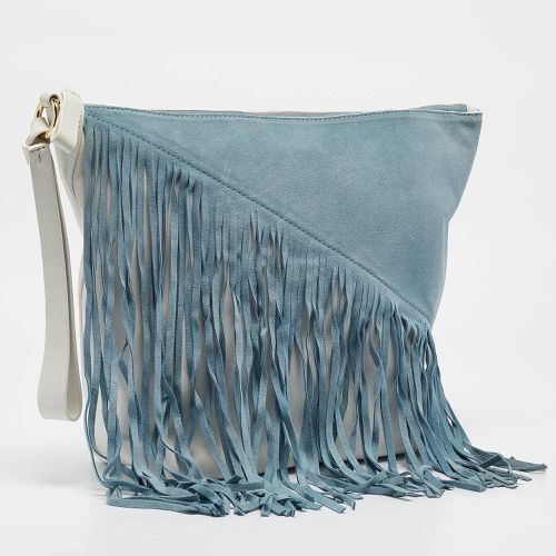 Slate /Ivory Leather and Suede Fringe Wristlet Bag - Diane Von Furstenberg - Modalova