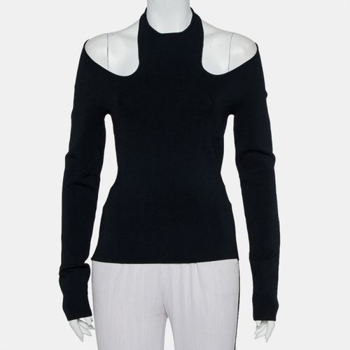 Knit Cutaway Halterneck Long Sleeve Top L - Dionlee - Modalova