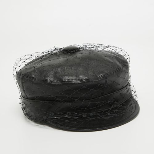 Dior Black Leather Newsboy Veil Cap - Dior - Modalova