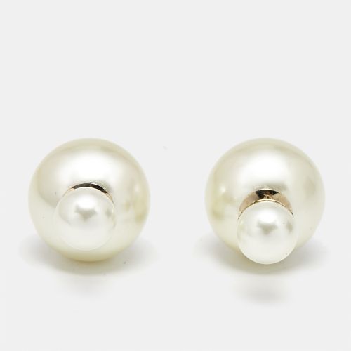 Tribales Faux Pearl Tone Metal Stud Earrings - Dior - Modalova