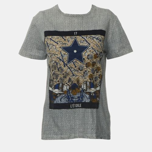 Navy Blue/White Cotton and Linen L'etoile T Shirt S - Dior - Modalova