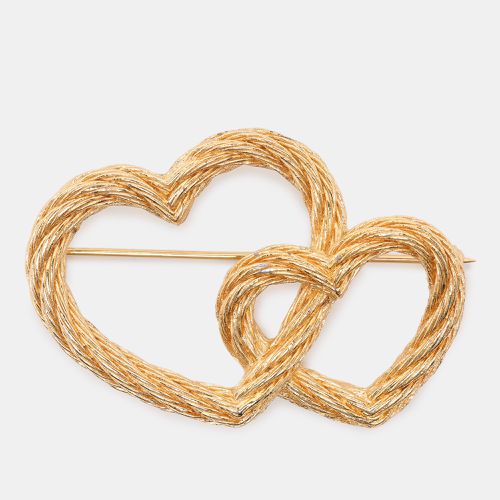 Tone Metal Double Heart Brooch - Dior - Modalova