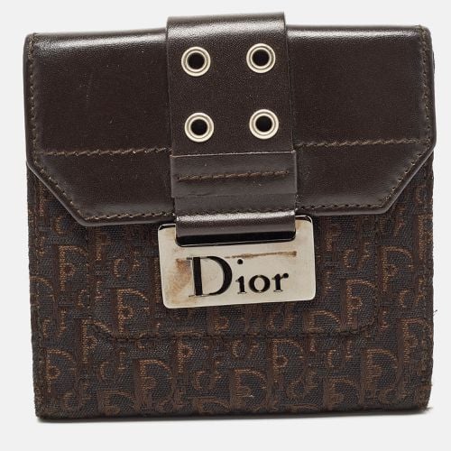 Dark Oblique Canvas and Leather Street Chic Compact Wallet - Dior - Modalova