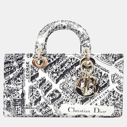 Christian White/ Plan de Paris Printed Calfskin Medium Lady D-Joy Bag - Dior - Modalova