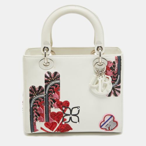 Leather Medium Sequin and Embroidered Lady Tote - Dior - Modalova