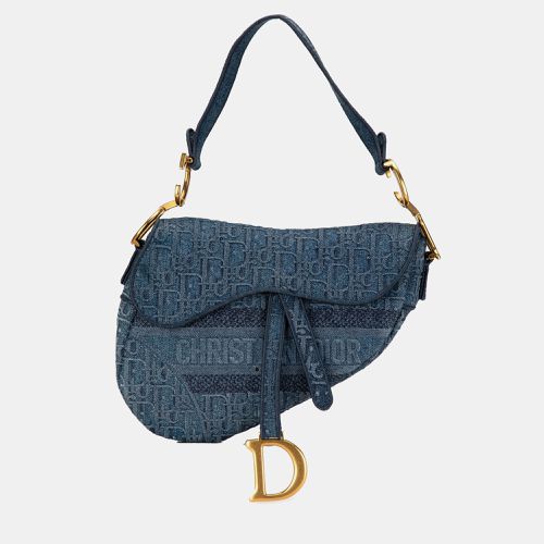 Dior Blue Denim Oblique Saddle Bag - Dior - Modalova