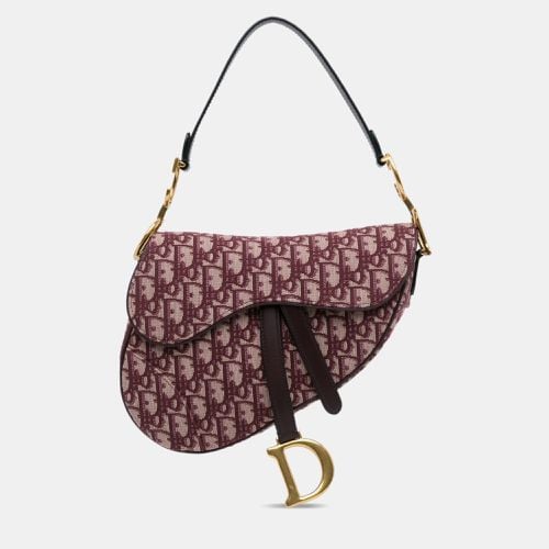 Burgundy Oblique Canvas Saddle Bag - Dior - Modalova