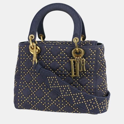 Medium Denim Cannage Studded Supple Lady Bag - Dior - Modalova