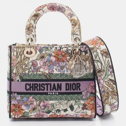 Christian Canvas White LADY D-LITE Medium Handbag - Dior - Modalova