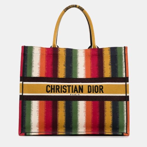 Canvas and Fabric Large Striped Book Tote - Dior - Modalova