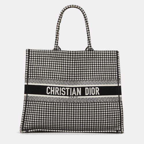 Canvas and Fabric Large Houndstooth Book Tote - Dior - Modalova