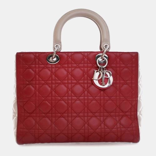 Lambskin Leather Large Bicolor Cannage Lady Bag - Dior - Modalova