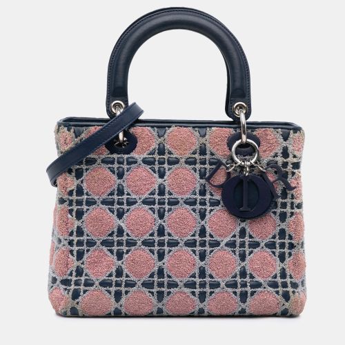 Medium Lambskin And Tweed Cannage Lady Bag - Dior - Modalova