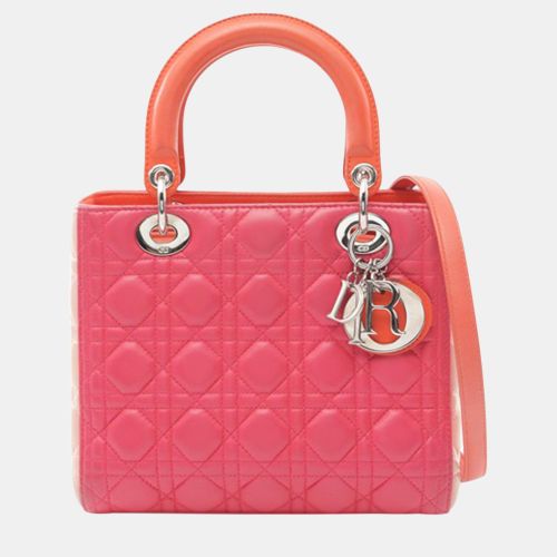 Medium Tricolor Lambskin Cannage Lady - Dior - Modalova