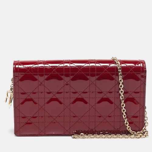 Cannage Patent Leather Lady Pouch Chain Clutch - Dior - Modalova