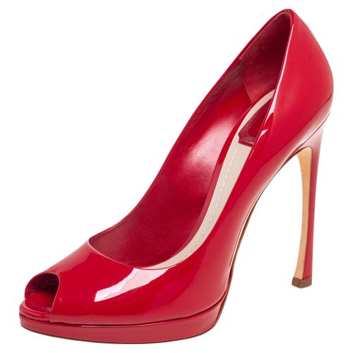 Patent Leather Miss Peep Toe Platform Pumps Size 40 - Dior - Modalova