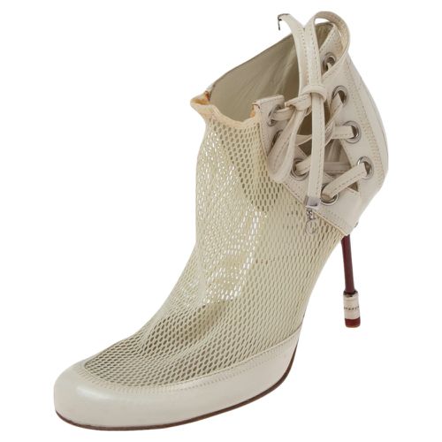 Net And Leather Lace Up Ankle Boots Size 35 - Dior - Modalova