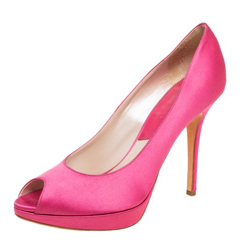 Satin Miss Peep Toe Pumps Size 40.5 - Dior - Modalova