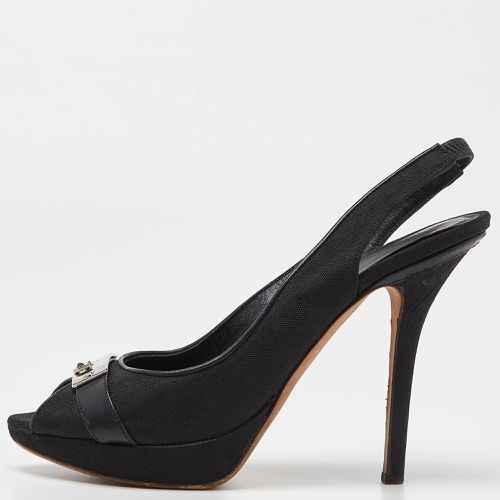 Oblique Fabric Peep Toe Platform Slingback Pumps Size 36 - Dior - Modalova