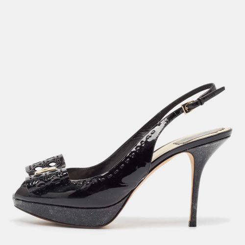 Patent Leather Peep Toe Slingback Pumps Size 39.5 - Dior - Modalova