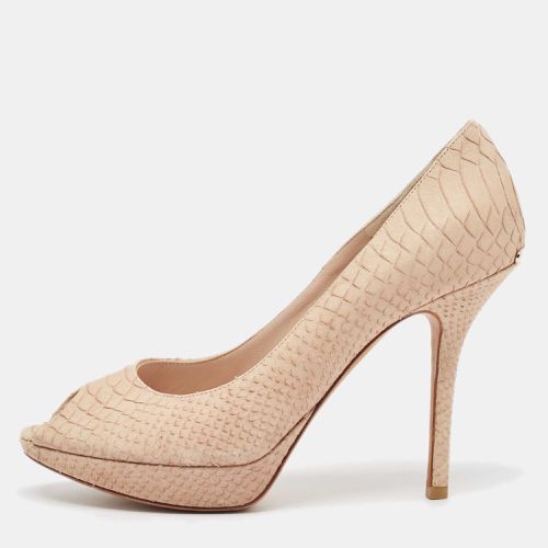 Embossed Python Peep Toe Platform Pumps Size 38.5 - Dior - Modalova