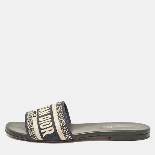 Navy Black/White Canvas Dway Flat Slides Size 35 - Dior - Modalova