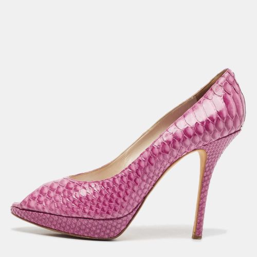 Python Embossed Leather Miss Peep Toe Pumps Size 40.5 - Dior - Modalova