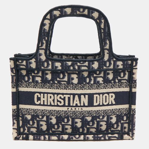 Navy Oblique Canvas Mini Book Tote - Dior - Modalova