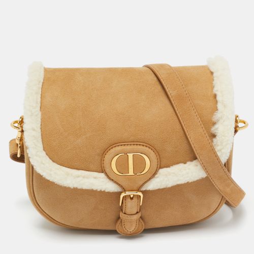 Off White Suede and Shearling Medium Bobby Shoulder Bag - Dior - Modalova