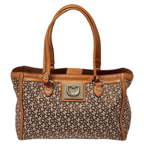 Tan Signature Canvas and Leather Tote - Dkny - Modalova