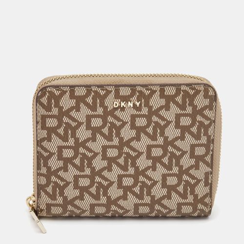 Brown Signature Coated Canvas Zip Around Continental Wallet - Dkny - Modalova