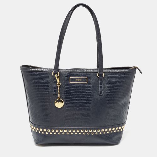 Lizard Embossed Leather Studded Zip Tote with Wallet - Dkny - Modalova