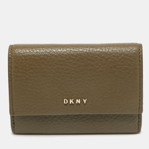 Olive Leather Flap Compact Wallet - Dkny - Modalova