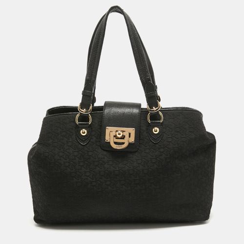 Monogram Canvas and Leather Flap Tote - Dkny - Modalova