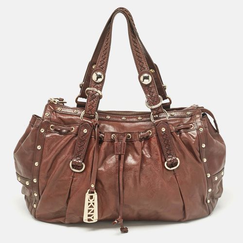 Dark Leather Studded Drawstring Tote - Dkny - Modalova