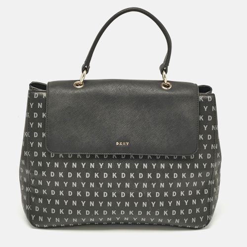 Signature Coated Canvas and Leather Flap Top Handle Bag - Dkny - Modalova