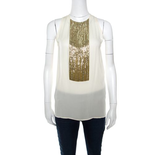 Embellished Panel Sleeveless Silk Top S - Dsquared2 - Modalova