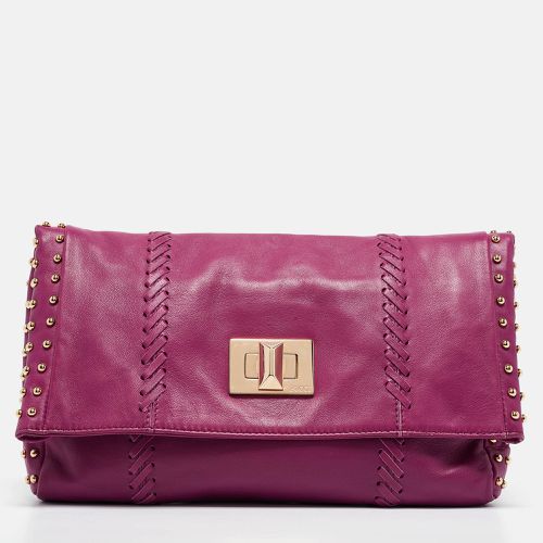 Magenta Leather Studded Flap Clutch - Emilio Pucci - Modalova