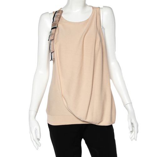 Knit Overlay & Bow Detail Tank Top L - Emporio Armani - Modalova