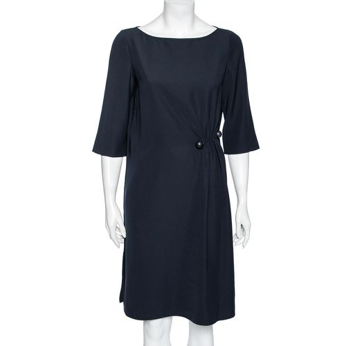 Blue Crepe Side Pleated Dress M - Emporio Armani - Modalova