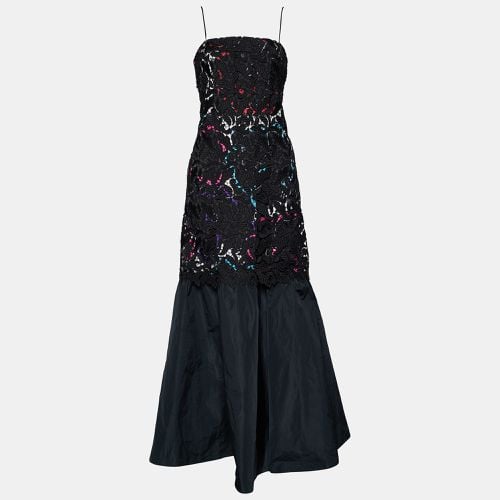 Printed Satin & Lace Overlay Maxi Dress M - Emporio Armani - Modalova