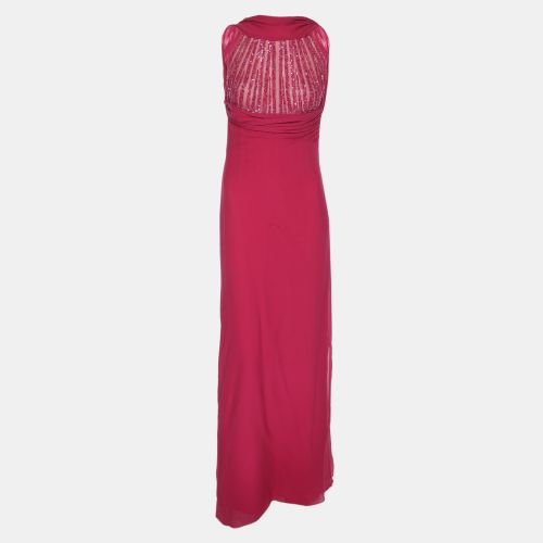 Crepe Pleated Halter Neck Maxi Dress S - Elie Saab - Modalova