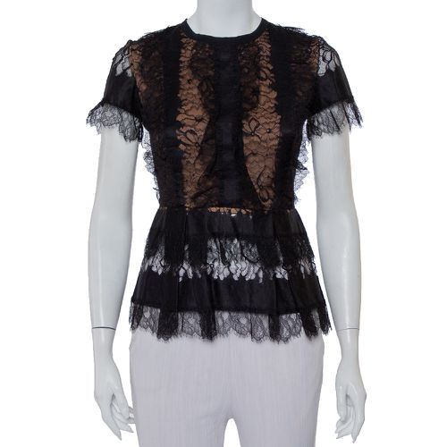 Lace Short Sleeve Peplum Top XS - Elie Saab - Modalova